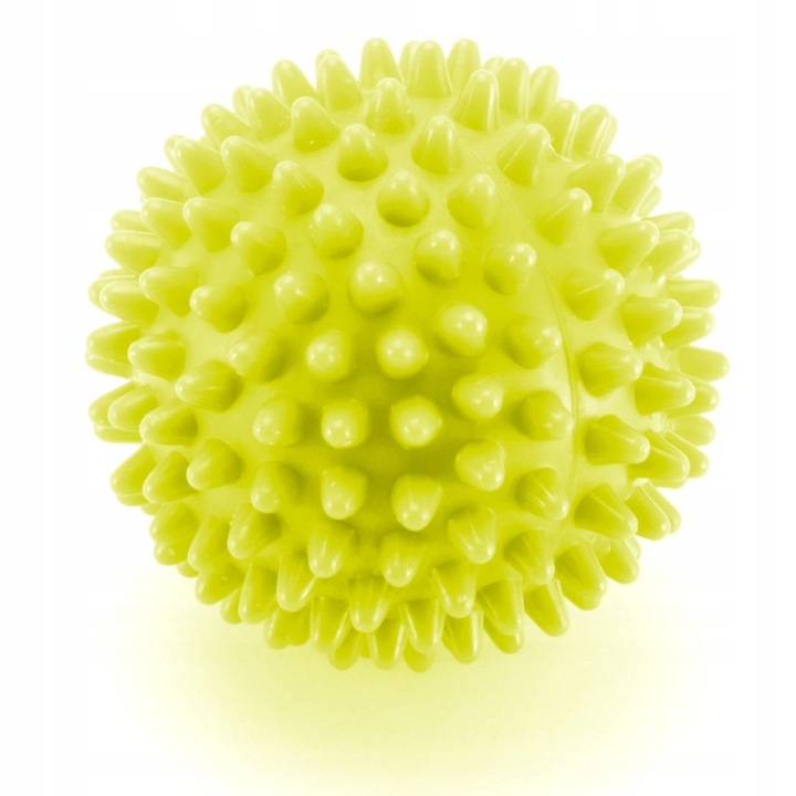 Сензорна топка с акупунктурни накрайници, 4FIZJO, 10 см, 0,1 кг, Жълта