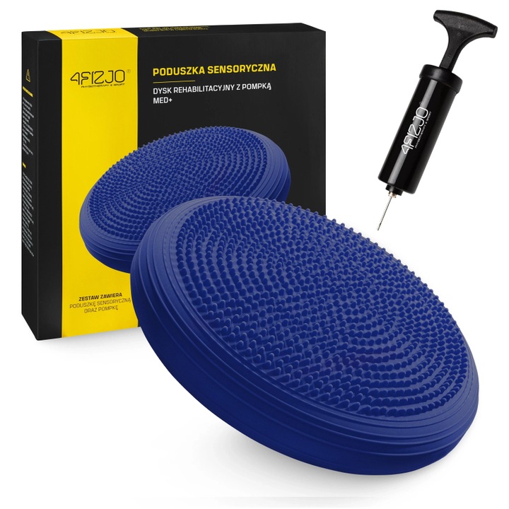 Надуваема възглавница за баланс и масаж, възстановяване, масаж, с помпа, 33 см диаметър, PVC, 4FIZJO, Med+, Navy Blue