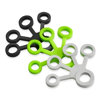Set 3 Flexori Degete 4FIZJO, 3 Niveluri de Dificultate, Antrenament Maini, Degete, Antebrat, Recuperare Fizica, Flexibile, 1-5 kg, Verde/Gri/Negru