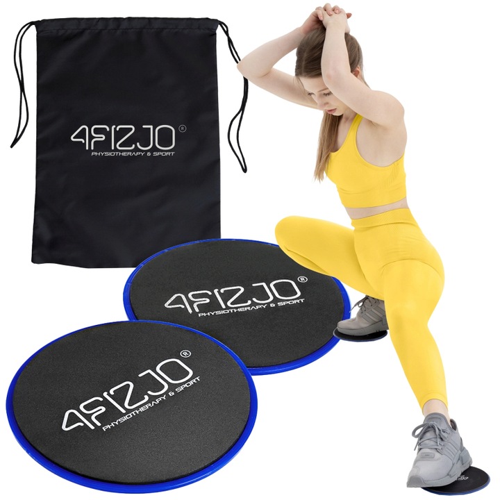 Edzőtárcsák, 4FIZJO, tökéletes edzés fitnesshez, jógához, rehabilitációhoz, testedzéshez, otthoni edzéshez, pilateshez, aerobichoz, hasprés, zsírégetés, ABS/EVA, kék/fekete, 2 db
