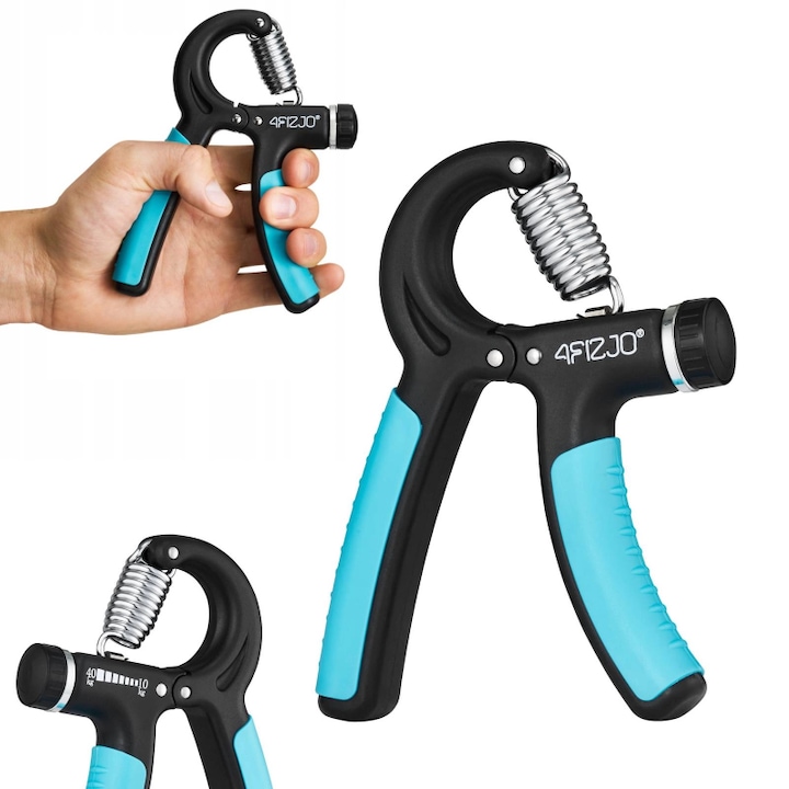 Állítható kézhajlító 10-40 kg, 4FIZJO, Jóga, Pilates, alkar edzéshez, Kézgyakorlatok, Fizikoterápia, Fekete/Kék