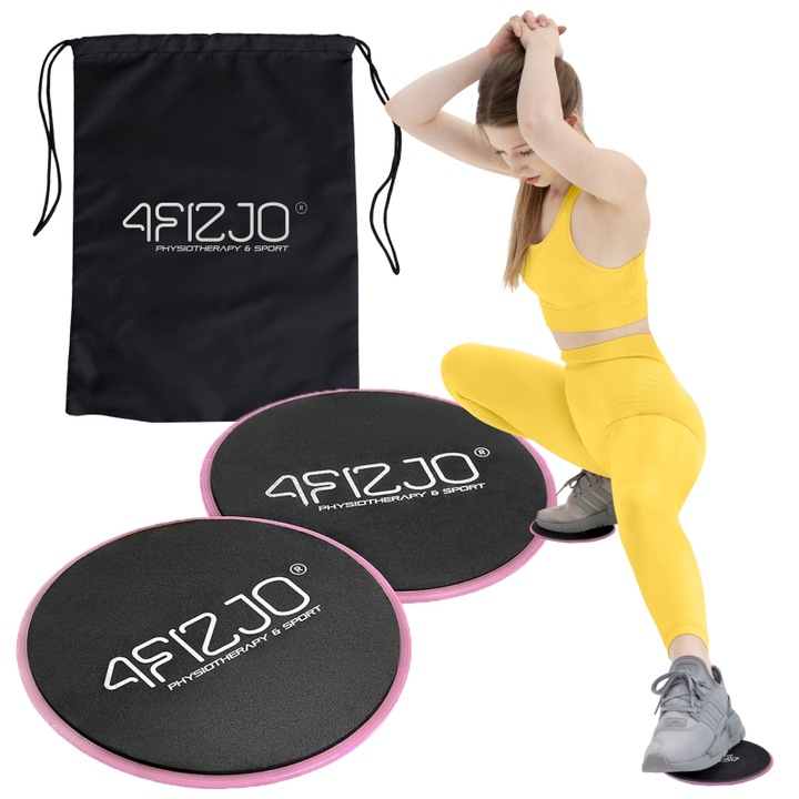 Edzőtárcsák, 4FIZJO, tökéletes edzés fitnesshez, jógához, rehabilitációhoz, gyakorlatokhoz, otthoni edzéshez, pilateshez, aerobichoz, hasprés, zsírégetés, ABS/EVA hab, rózsaszínű, 2 db