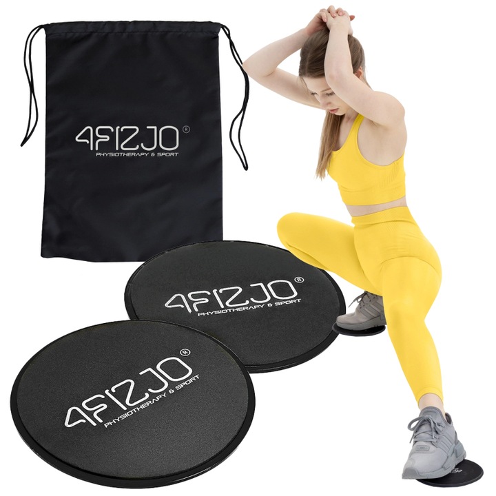 Edzőtárcsák, 4FIZJO, tökéletes edzés fitnesshez, jógához, rehabilitációhoz, gyakorlatokhoz, otthon, pilates, aerobic, hasprés, zsírégetés, ABS/EVA, fekete, 2 db
