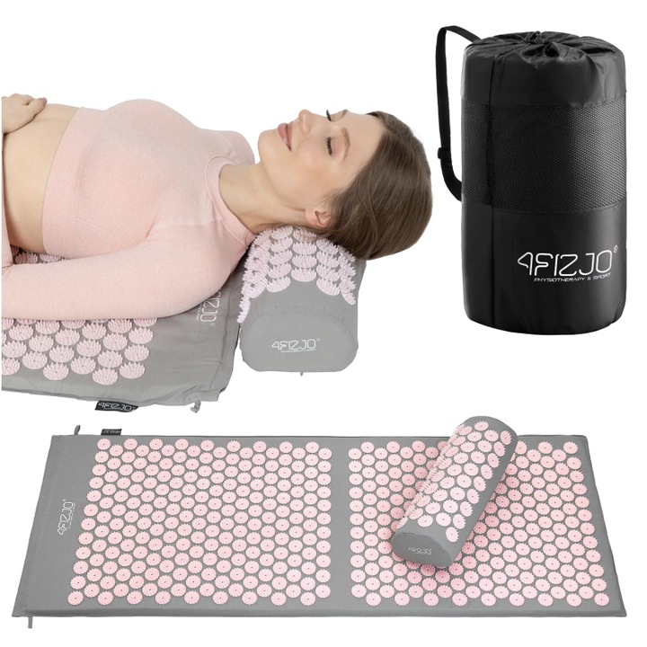 Постелка за акупунктура 4Fizjo, Сиво-Розов