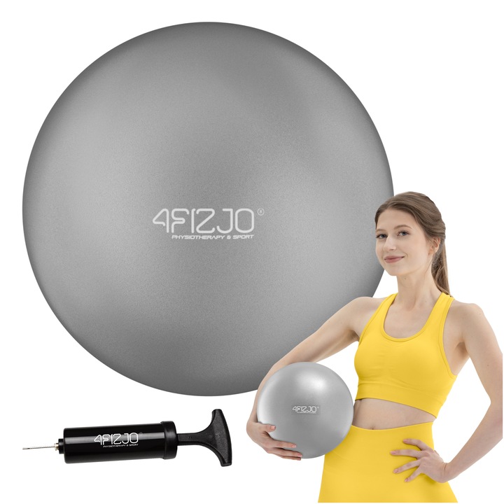 Minge mica pentru exercitii de yoga si Pilates, exercitii in aer liber, exercitii de gimnastica, 4FIZJO, 22 cm, Gri