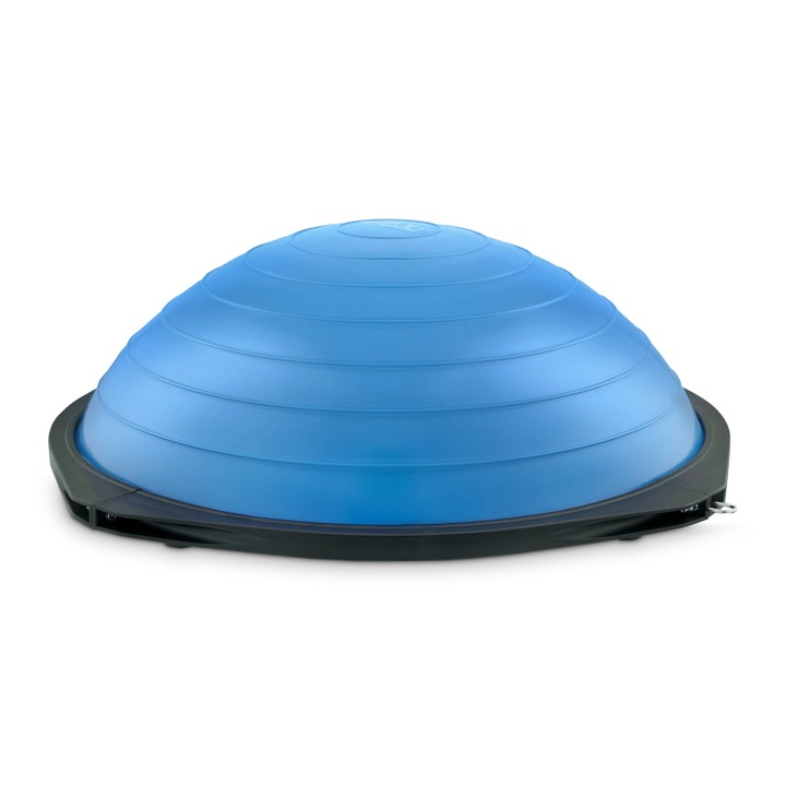 BOSU Фитнес топка за баланс, с включени екстензори и помпа, за тренировка на баланс, 4FIZJO, Нехлъзгаща се, 60x26см, Синя