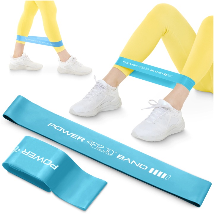 Latex edzőszalag fitneszhez, 4FIZJO, nyújtáshoz és erőnléti edzéshez, 0.6 mm, Kék