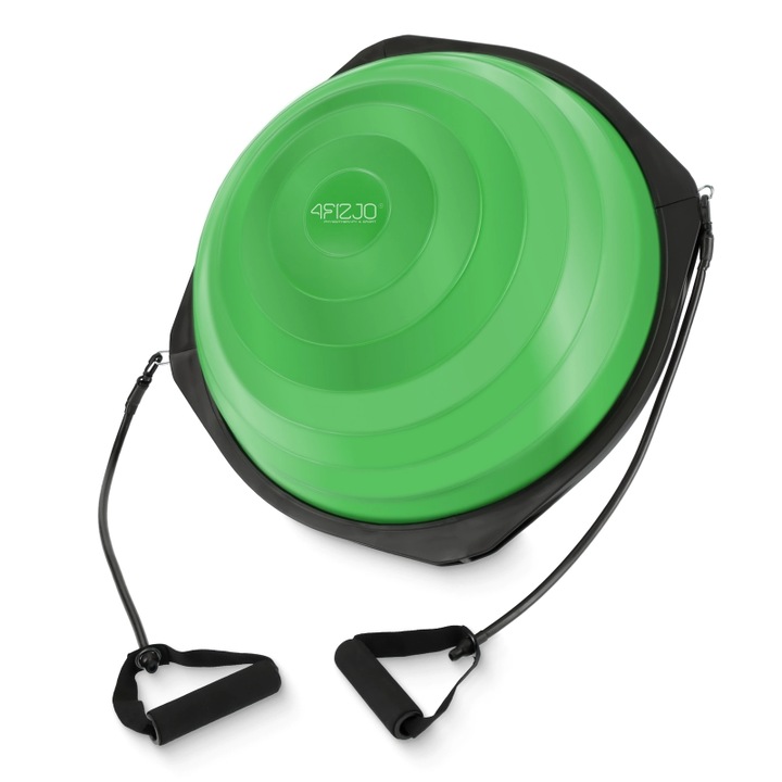 Minge fitness Bosu pentru echilibru, entru exercitii gimnastica, yoga, aerobic, pilates, 4FIZJO, 60x26cm, Verde