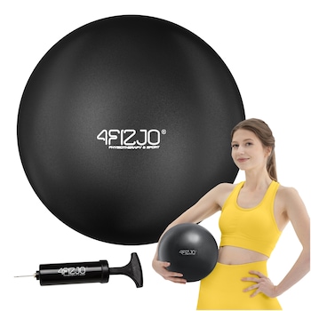Minge de exercitii Yoga si Pilates, Durabil si rezistent la rupere, Gonflabila, Tehnologie Anti-burst, Pompa de mana inclusa, 4FIZJO, PVC, diametru 22 cm, Negru
