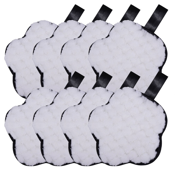 Set 8 dischete demachiante reutilizabile, Bumbac, 12 x 12 cm, Alb/Negru