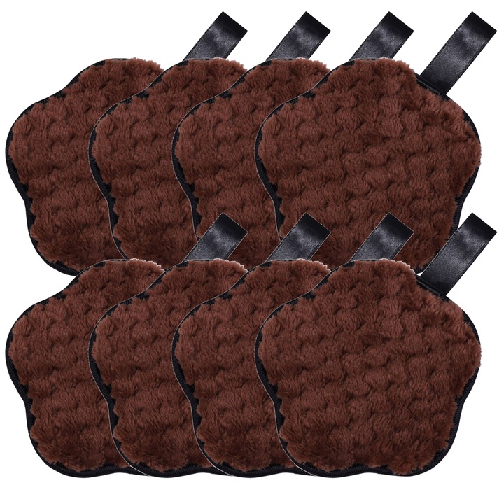 Set 8 dischete demachiante reutilizabile, Bumbac, 12 x 12 cm, Maro/Negru