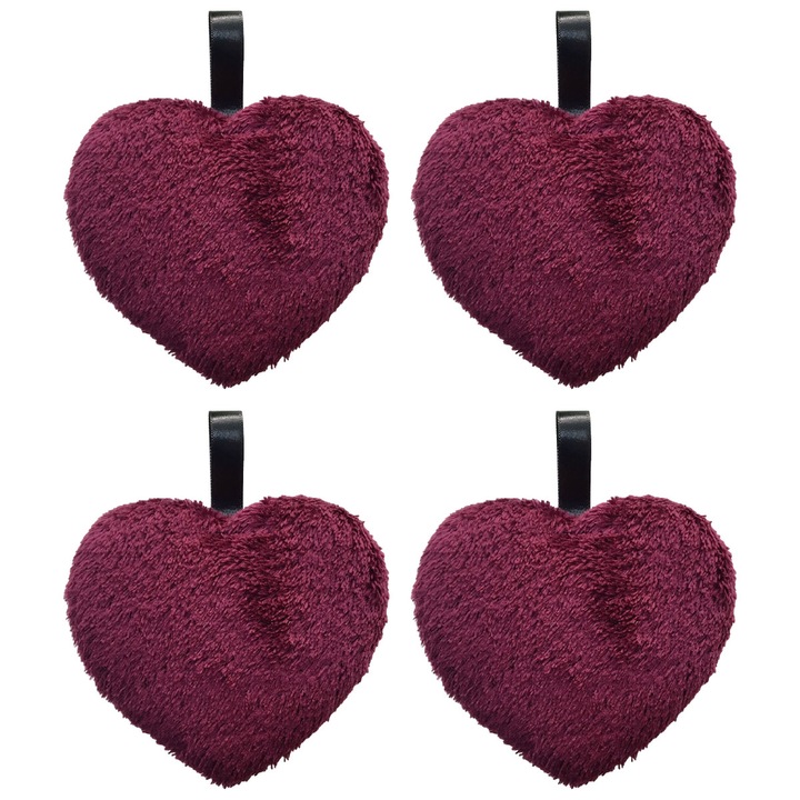 Set 4 dischete pentru demachiere, Bumbac, 10 cm, Visiniu/Negru