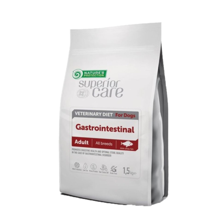 Hrana pentru caini Natures Protection Gastrointestinal, Pentru tulburari intestinale, Cu peste alb, 1,50 kg