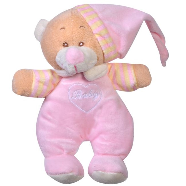 Rózsaszín mackó csörgő játék 19,5 cm