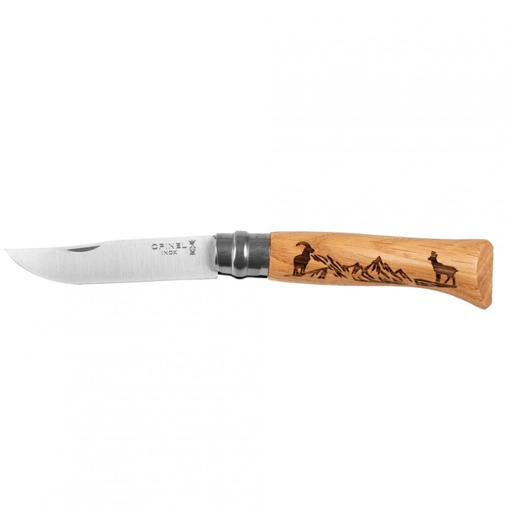 Cutit, Opinel 8, inox, stejar, Serie Animal - capra