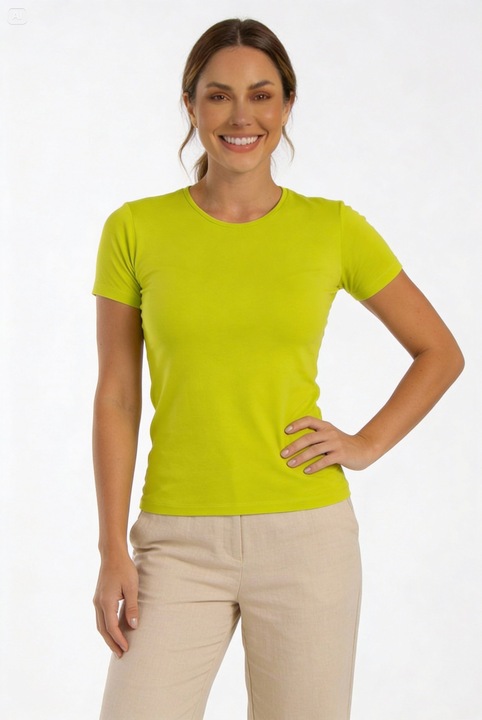 Tricou cu decolteu rotund, Arancia, Viscoza, Verde fistic