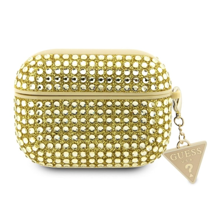 Кейс Guess GUAP2HDGTPD за AirPods Pro 2, златист, златист, Rhinestone Triangle Charm