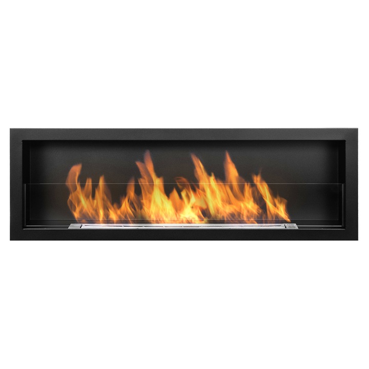 Bio kandalló bioüzemanyaggal S-Line 3D 120cm fekete falba ágyazható üveggel