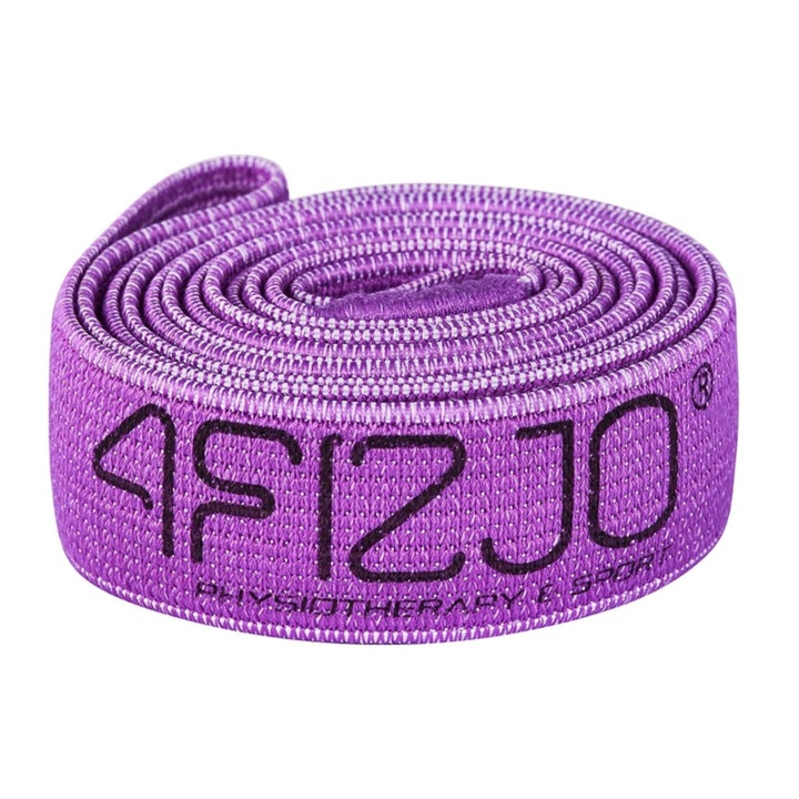 Fitness elasztikus edzőszalag, 4FIZJO, pamutból és természetes latexből, jóga, edzőterem, beltéri vagy kültéri tevékenységekhez, lila