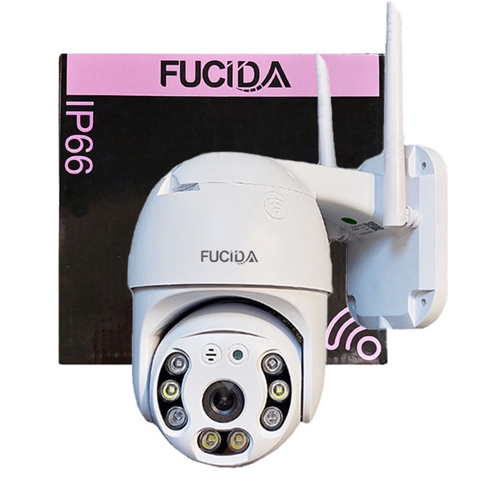 Camera De Supraveghere SMART WIFI, Conectare Telefon, Full HD 1920x1080, Exterior/Interior, Rezistenta la apa IP66, Full Color, Night Vision, Senzor Miscare, Alarma, Two-way voice, Fucida