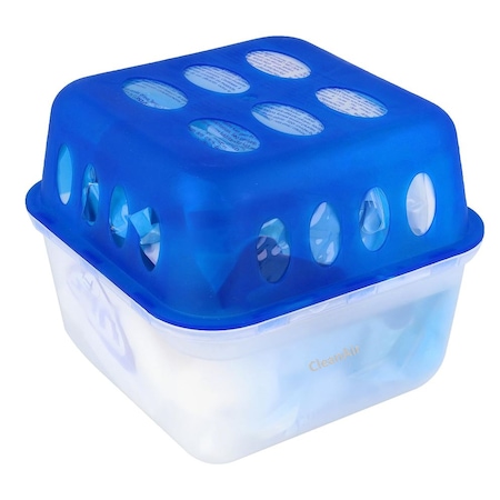 Absorbant de umiditate pasiv reincarcabil cu doua rezerve de 400g incluse, si parfum usor de lavanda pentru camere de pana la 35 m², Potrivit pentru camera de zi, dulapuri, bucatarie si baie, rulote si masini 13,5 x 13,5 x 11,5 cm