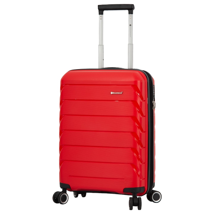 Куфар Snowball SW33603, за ръчен багаж, Полипропилен, TSA код, Разтегателен, с 4 колела, 55 cm, Черен