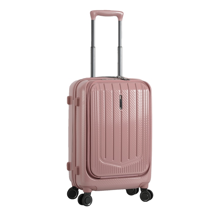 Куфар Snowball SW31403, за ръчен багаж, Поликарбонат, С 4 колела, 55 cm, Светло розово