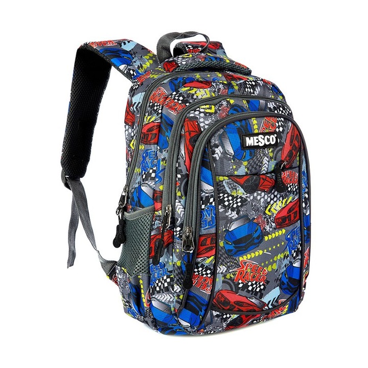 Ghiozdan Mesco, 3 compartimente, clasa 0, Speed Racer, MES231410