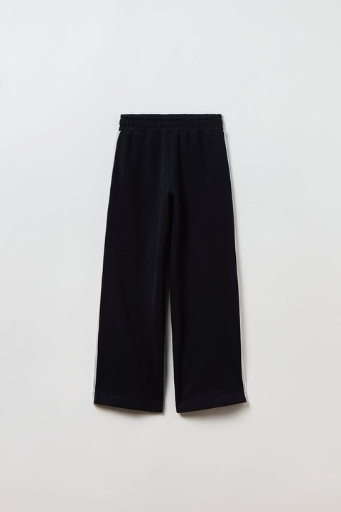 OVS, Спортен панталон с широк крачол, Бял/Черен