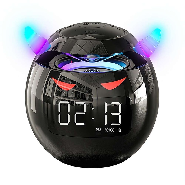 Преносим високоговорител Fbirddek™ G9, Безжичен, Bluetooth, Радио, RGB LED осветление, 18 часа автономност, SD карта, Черен