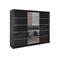 Dulap Genewa VI cu oglinda, MIRJAN24, negru, 200x58x215 cm