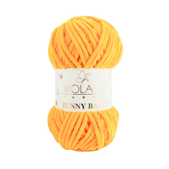 Fir plusat de catifea Wolans Bunny Baby, 100 g/120 m, oranj