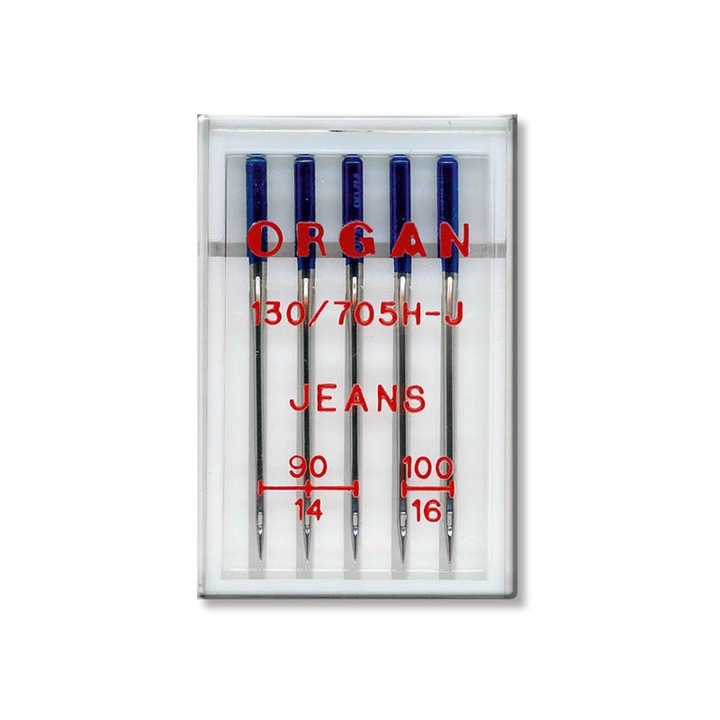 Set 5 ace Organ Jeans, pentru masinile de cusut casnice sistem ac 130/705H cu finete acului 90-100
