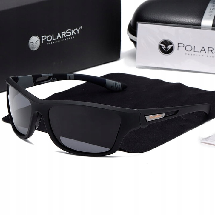 Ochelari de soare sportivi POLARSKY PS-2336, polarizare, UV400, gri, unisex