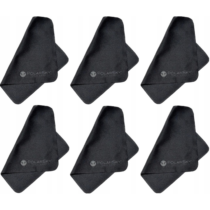 Set 6 lavete pentru ochelari, POLARSKY, Microfibra, Negru