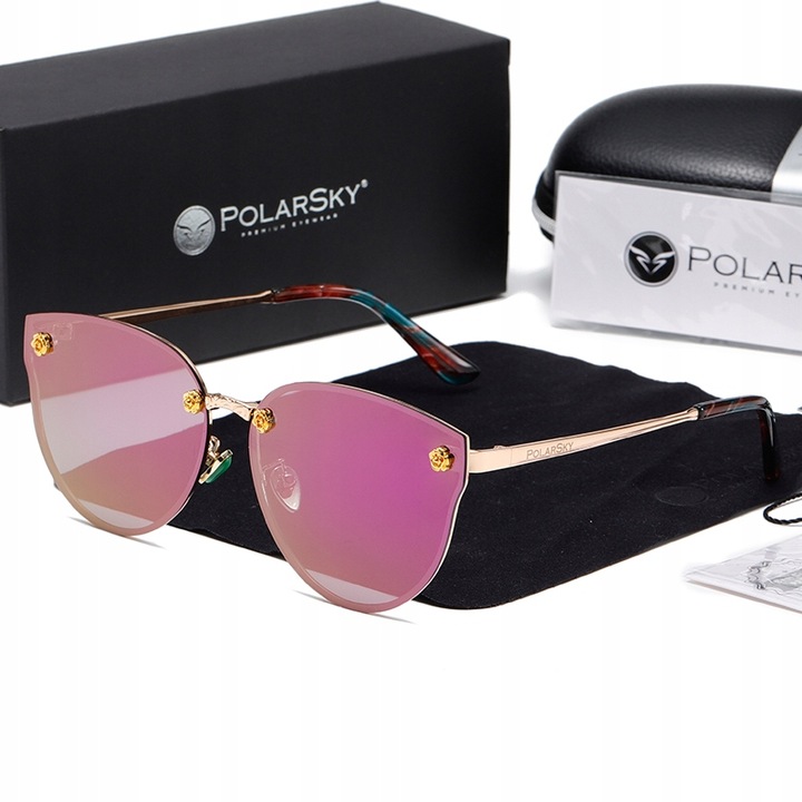 Ochelari de soare femei PolarSky GLAMUR, violet, filtru UV-400, polarizare, husa inclusa