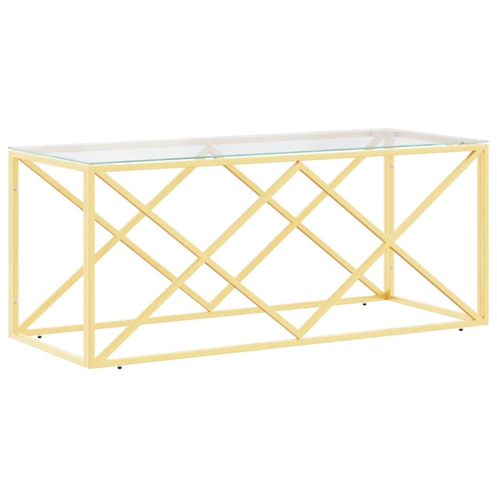 Masa de cafea vidaXL, 110x45x45 cm, otel inoxidabil si sticla, 9.41 kg