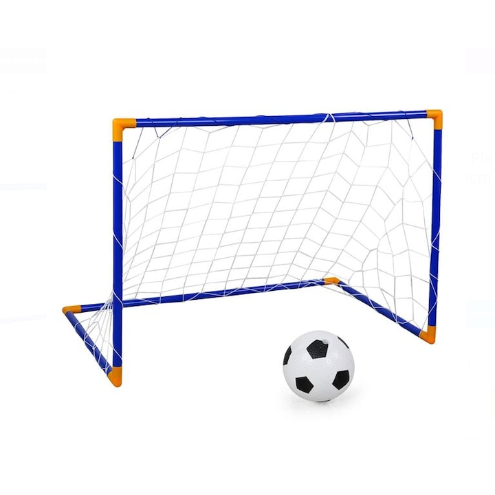 Poarta de Fotbal din Plastic Albastra cu Minge si Pompa, 105x76x69cm