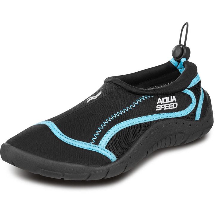 Pantofi de plaja si apa, Aqua-Speed, Pentru inot, Unisex, Neopren, Marimea 43, Negru/Turcoaz