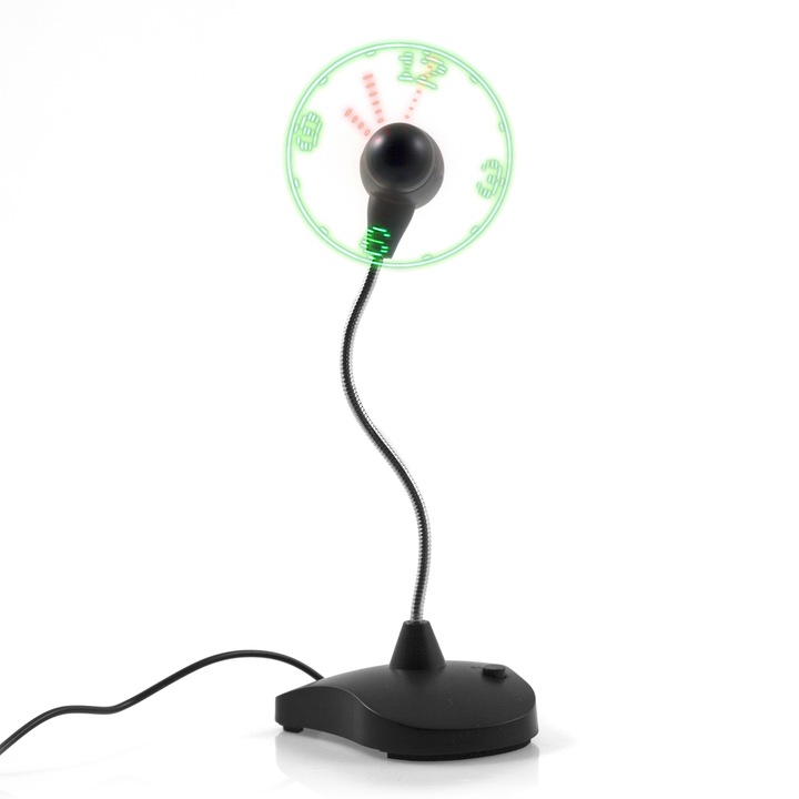 Ceas Ventilator cu LED, 9.3 x 8.7 cm