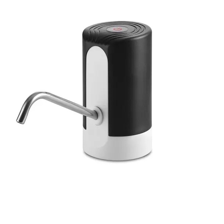 Pompa de apa electrica portabila, mini USB, 1200mAh reincarcabila pentru recipientele cu apa pentru baut pana la 20 de litri, pentru birou, casa si calatorii, dimensiune 12.8 X 7.2 cm, negru/alb