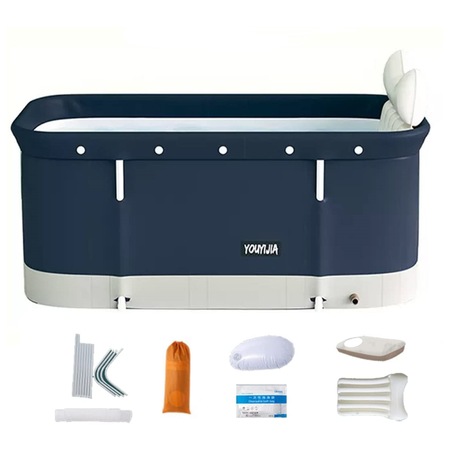Cada de baie portabila pliabila, WALALLA, cu scurgeri multiple, potrivita pentru apa calda si rece/ efecte terapeutice SPA, compusa din 6 straturi groase, potrivita pentru copii/ adulti, lungime 120 cm