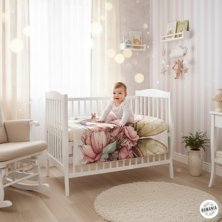 Одеяло от памук, Tesoro Bebe, модел Butterfly Fairy, Oeko-Tex сертификат, 70x100 см