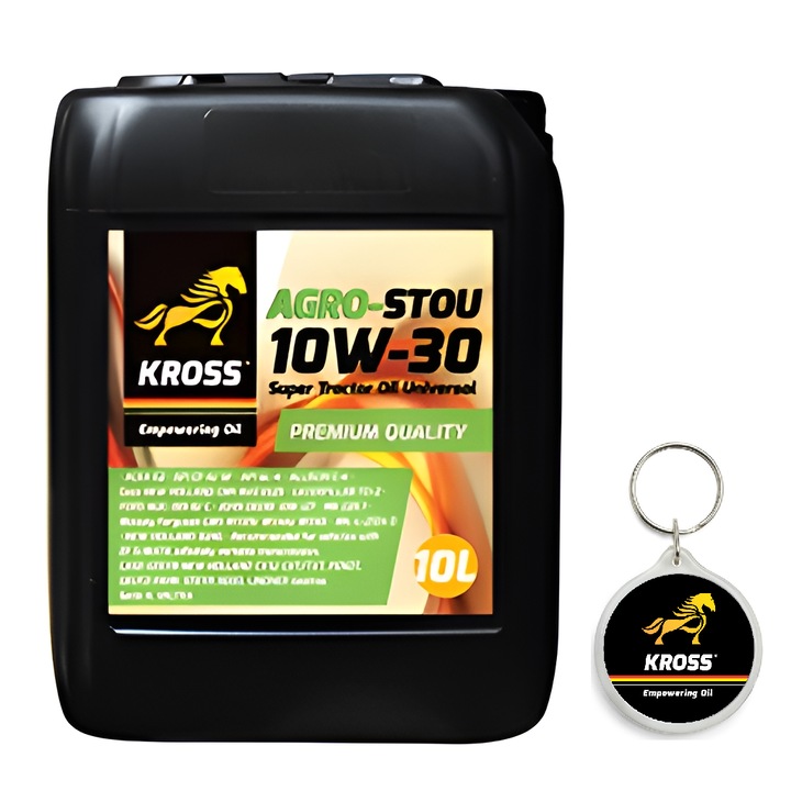 Set ulei utilaje agricole AGRO-STOU 10W30 KR810348 sintetic si breloc Kross, 10L