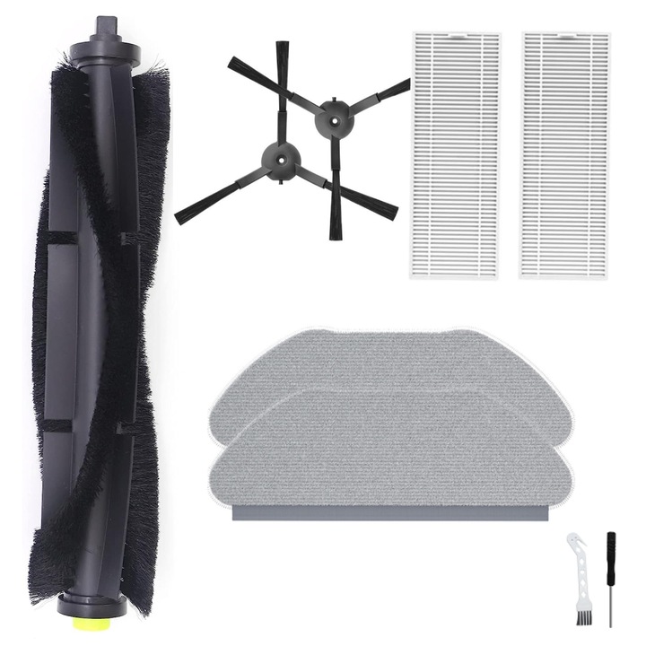 Set accesorii PAA-home pentru aspiratorul 360 S10 / 360 X100 / 360 X100 MAX, 2 perii laterale cu 3 brate negre, 2 filtre, doua lavete full cover, 1 perie centrala cu capeti detasabili, unelte schimb