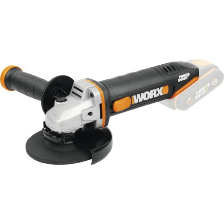 Ъглошлайф без батерия Worx WX803.9 20V 125mm, включени аксесоари