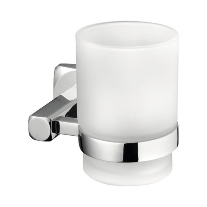 Suport Pahar Baie Bisk Ice, Suspendat, Sticla Mata Crom