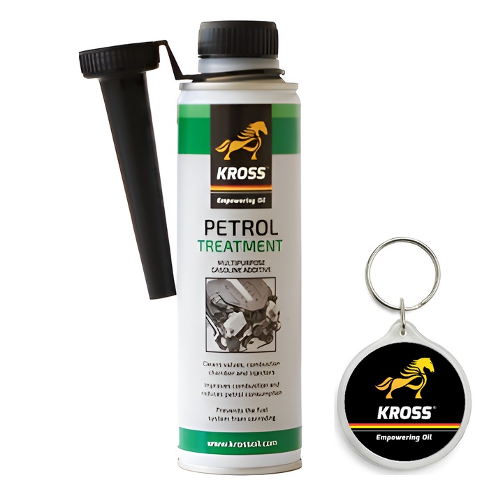 Set aditiv pentru curatare motor benzina Petrol Treatment KS-34912 si breloc Kross, 250 ml