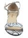 Sandale dama, Fashion, piele reptila, inchidere cu catarama, cu toc gros, Gri, 39 EU