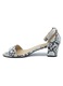 Sandale dama, Fashion, piele reptila, inchidere cu catarama, cu toc gros, Gri, 39 EU